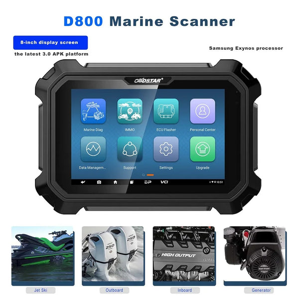 OBDSTAR D800 B PWC Scanner Tablet Personal Watercraft Diag Device Jet Ski Diagnostic Tool Boat Marine Diagnostic Scanner OBDSTAR