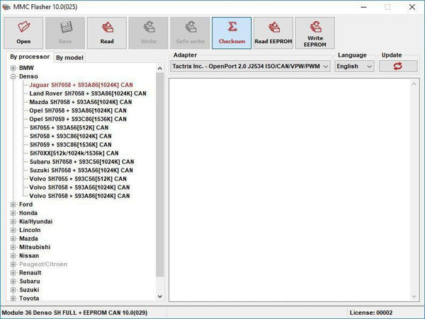 MMC Flasher Module 106 license for Denso Gen2 MPC5746R (1N83M) Test
