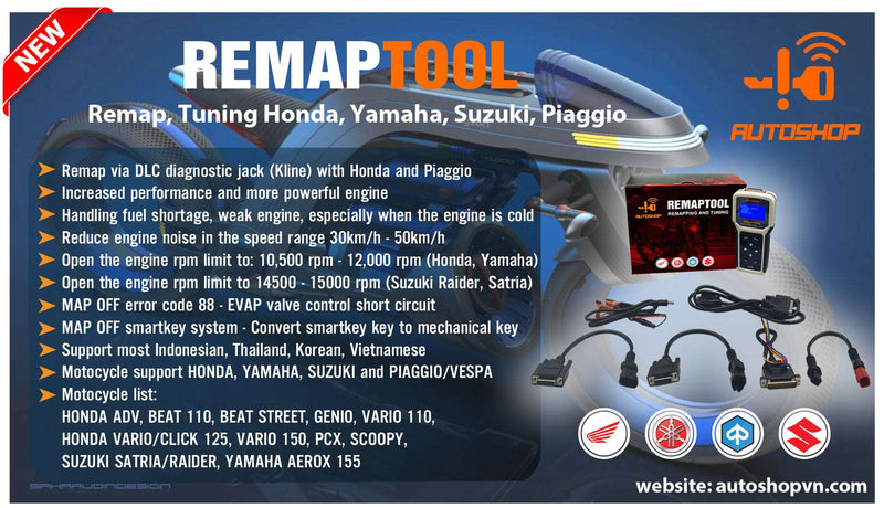 Universal motorbike REMAPTOOL Remap tuning for Honda Yamaha Suzuki and Piaggio motorbike tool