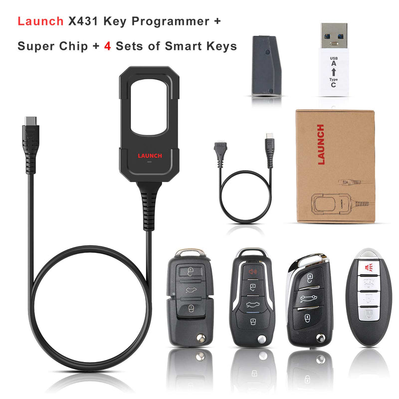 Launch X431 Key Programmer Remote Maker with Super Chip and 4 Sets of Smart Keys Launch X431