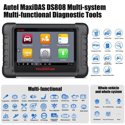 Autel MaxiDAS DS808K Tablet Diagnostic Tool Full Set Support Injector Coding & Key Coding AUTEL