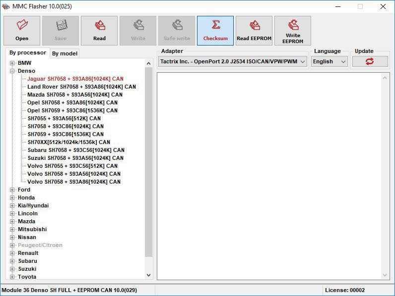 MMC Flasher Module 106 license for Denso Gen2 MPC5746R (1N83M) Test ...