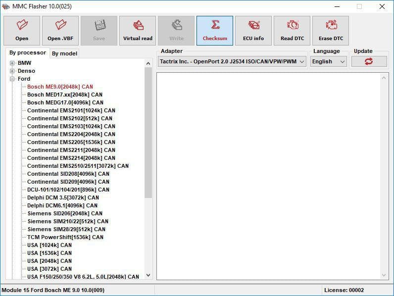 MMC Flasher Module 89 license for  Ford Continental SID208 SID209 OBD